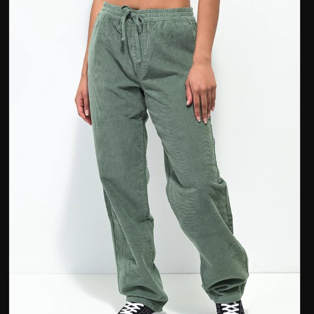 🌿 Empyre Jessie Sage Corduroy Skate Pants | Mid-Rise Elastic Waist | Size S